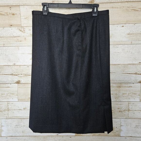 Pendleton Wool Pencil Skirt Kick Pleat Gray Lined Office Professional Size 12 - Picture 2 of 12